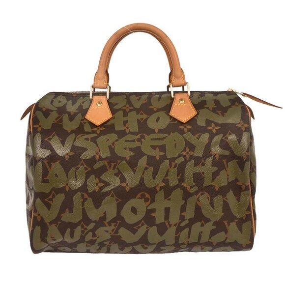 Louis Vuitton Khaki Monogram Graffiti Speedy 30 Handbag M92194 TH0051 166532 - Picture 1 of 10